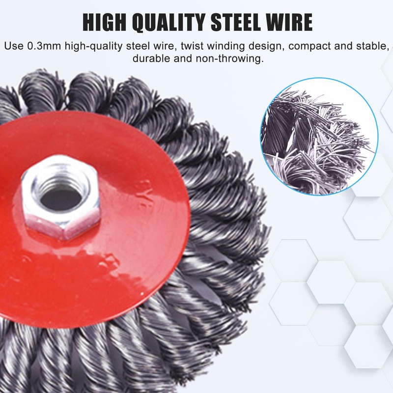 Pack of 4 Wire Brush Angle Grinder, M14 125 mm