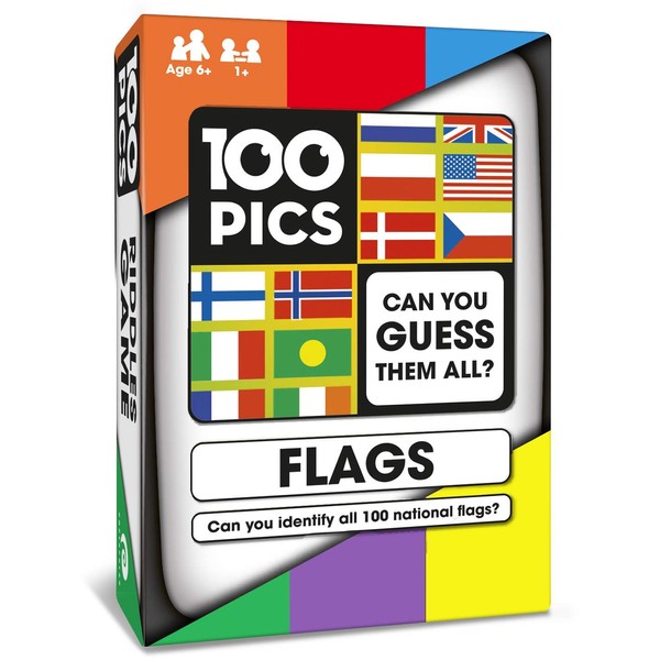 100 PICS Flags of The World Travel Game - Geography Flash Card Quiz, Pocket Puzzle for Kids and Adults