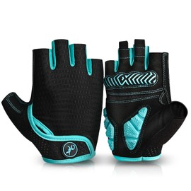 BIKINGMOREOK Bike Gloves Cycling Gloves,5MM Shock-absorbing Gel,Ultra Ventilated Bicycle Gloves for Mountain Road Biking,Camping,Training,Outdoor Sports-for Men Women Blue-L