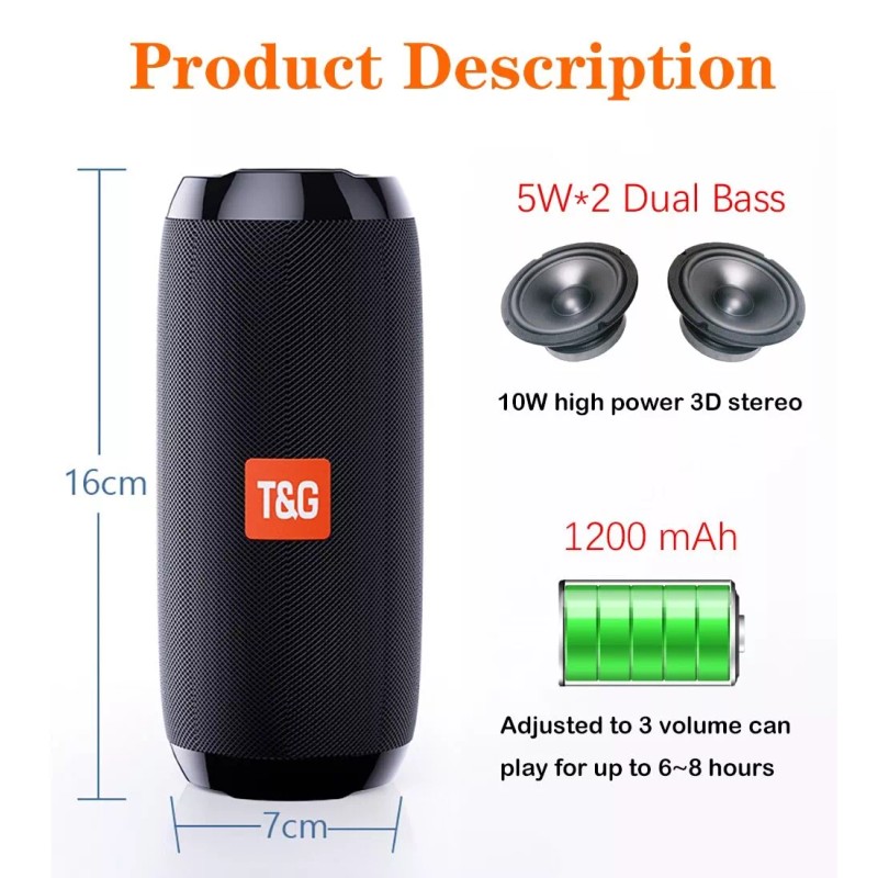 Universal Bluetooth Wireless Portable Speaker Waterproof Stereo Bass USB TF
