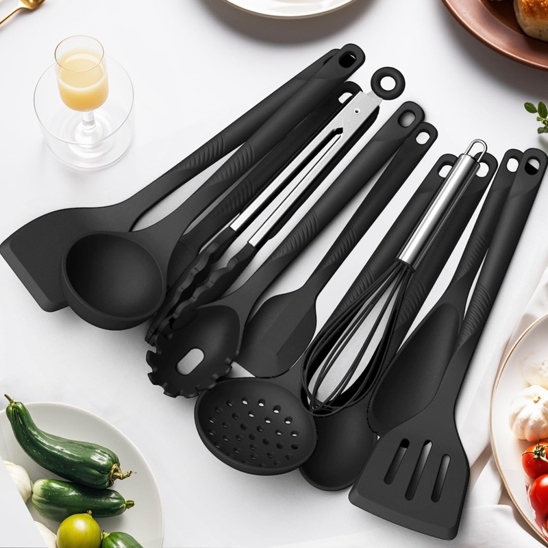 Silicone Cooking Utensils Set - 600°F Heat Resistant, Nonstick Kitchen