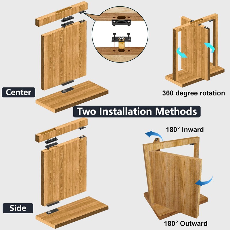Hidden Pivot Hinge for Secret Door & Hidden Bookcase,570Lbs Load-Bearing,360°Rotation
