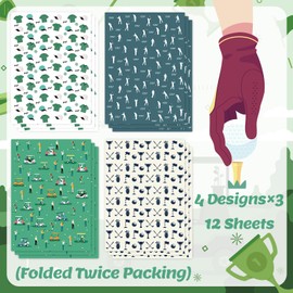 Golf Wrapping Paper 12 Sheets - Sports Wrapping Paper - Golf Themed Gift Wrap Paper - Golf Cart,Golf Bag Print Gift Packing Paper for Sports Party,Birthday,Team Celebration - 20"×28"
