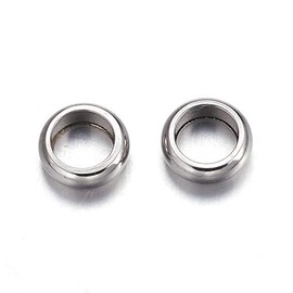 500Pcs Large Hole Stainless Steel Flat Round Ring Spacer Beads 6x2mm Polished Smooth Metal Donut Loose Beads Fit European Chain Bracelet Jewelry Making Hole: 4mm