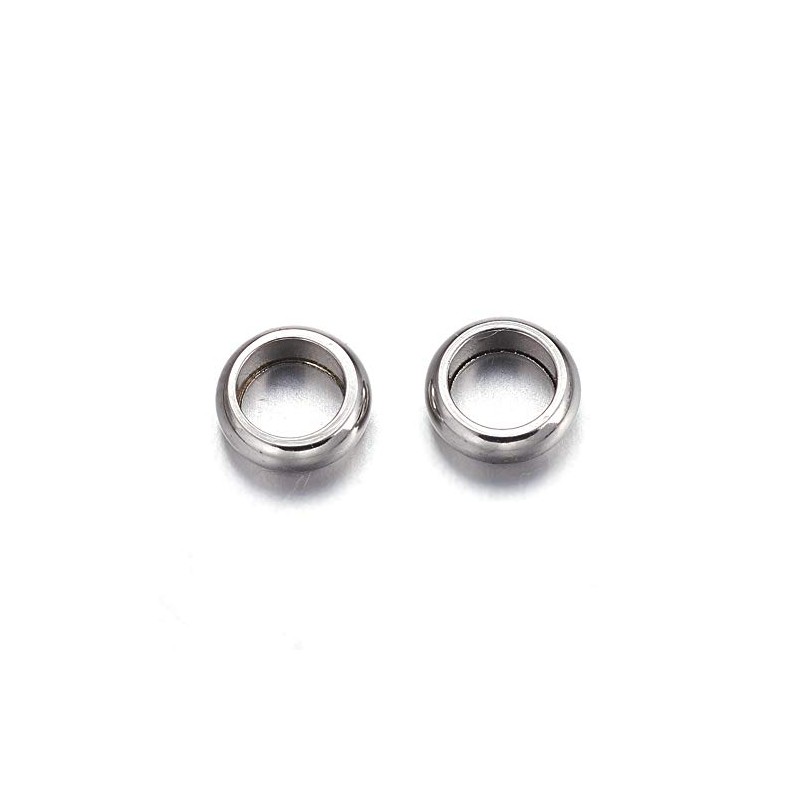 500Pcs Large Hole Stainless Steel Flat Round Ring Spacer Beads