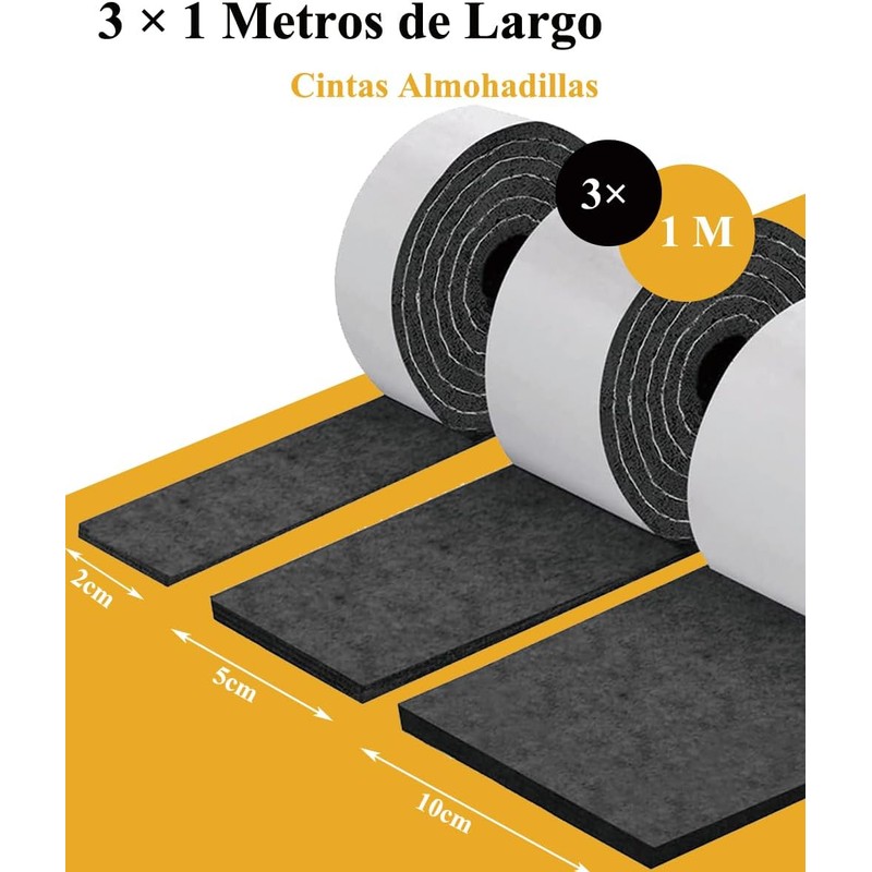 Almohadillas Protectoras de Fieltro para Muebles, 3 Cintas Almohadillas para