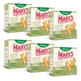 Mary's Gone Crackers Organic Real Thin Crackers - Gluten-Free, NON-GMO, Vegan & Whole Grain, Garlic Rosemary, 4 Ounce (Pack of 6)