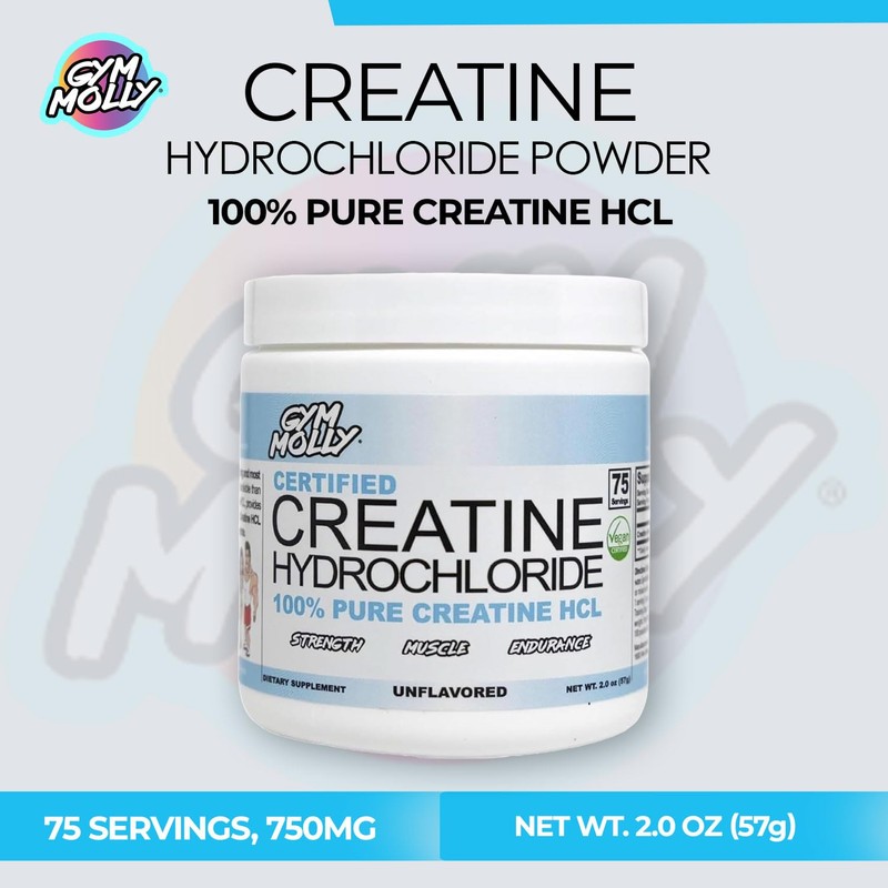 Gym Molly Creatine Hydrochloride Powder, Highly Soluble Creatine Hydrochloride, Unflavoured,