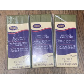 Wrights ~ (PC200-073) - Single Fold Bias Tape - Olive Green- 3 Packs Of 4yds