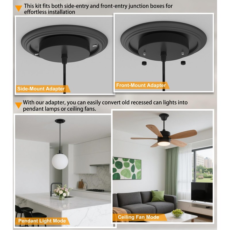 YIIZON Recessed to Pendant Light Converter Kit - 6 Inch