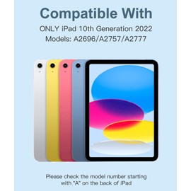 Hamile Hamile for iPad 10th Generation Case with Keyboard 10.9 Inch - 7 Colors Backlit Wireless Detachable Folio Keyboard Cover with Pencil Holder for New iPad 10th Gen 2022 (Sky Blue)