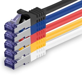 1aTTack.de 5x 2.0 M CAT7 Netzwerkkabel - 10 Gigabit - RJ45 Patchkabel Ethernet Kabel (SFTP PIMF LSZH CU) - für DSL LAN Switch Modem Router Patchpanel CAT7 CAT6 CAT5 - mehrfarbig