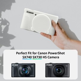 TYUANDOUER SX740 SX730 Camera Case, Soft Silicone Case for Canon PowerShot SX740/SX730 HS Camera, Lightweight Skin Body Rubber Protective Cover for SX740 SX730 with Detachable Lens Cap - White