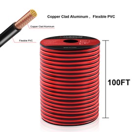 VIABRICO 14AWG 100FT Electrical Wire Cable 2 Conductors Red Black Cable Hookup LED Lighting Strips Flexible Wire Extension Cord 14 Gauge Copper Clad Aluminum Copper Wire 12V/24V DC Cable
