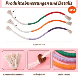 Partideal Cat Chew Toy with 3 Teething Ropes for Cats and 8 Catnip Stick, Pack of 3 Catnip Toy Teething Rope 70 cm, Interactive Teething Rope Cat Toy for Cats Dental Care