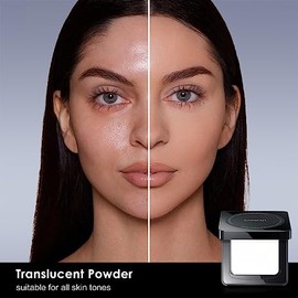 CARSLAN Base de maquillaje en polvo compacto con control de aceite para rostro, resistente al agua, de larga duración durante 24 horas, sin brillo, sin poros, suave, 01 translúcido para piel seca (