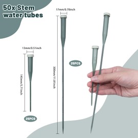 GLOBLELAND 50PCS Stem Water Tubes for Flowers with Caps Floral Water Tubes Green Floral Tubes Plastic Flower Tubes Supplies for Fresh Flowers with Rubber Stopper