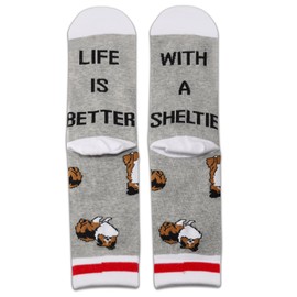 PXTIDY 2 Pairs Sheltie Dog Socks Sheltie Lover Gifts Shetland Sheepdog Sheltie Gifts for Sheltie Owner Socks Gifts