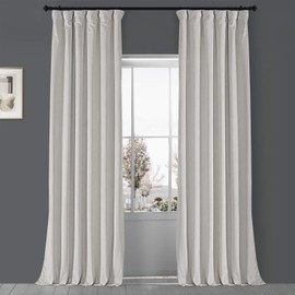 HPD Half Price Drapes VPCH-110602-120 Signature Blackout Velvet Curtain (1 Panel), 50 X 120, Porcelain White
