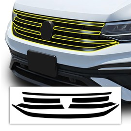 BOGAR TECH DESIGNS Front Chrome Delete Overlay Compatible with Volkswagen Tiguan 2022 2023, Gloss Black