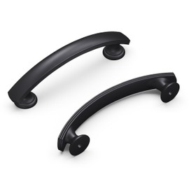 Hickory Hardware 1 Pack Solid Core Kitchen Cabinet Pulls, Luxury Cabinet Handles, Hardware for Doors & Dresser Drawers, 3 Inch Hole Center, Matte Black, American Diner Collection