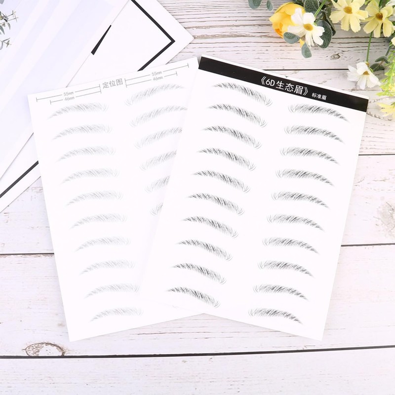 Cabilock 2 Hojas Pegatina para Cejas Artificial 2 Láminas Negro
