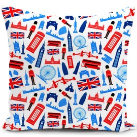 HUASHUZI Cushion Cover London UK Union Jack Throw Pillow Cover Decor Home Pillowcase Decorate for Livingroom Couch Sofa Gifts 18"x18"(45x45cm)