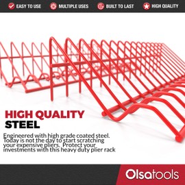 Olsa Tools Plier Organizer Rack Pliers Rack for Tool Box Drawer Storage (Red) | 2pc Plier Holder Holds 32 Pliers | Professional Grade