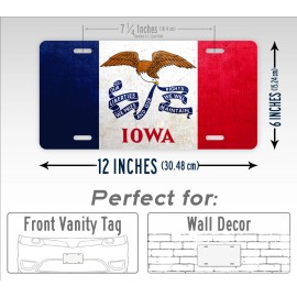SignsAndTagsOnline Iowa Weathered Metal Flag License Plate Antique IA State Flag Auto Tag