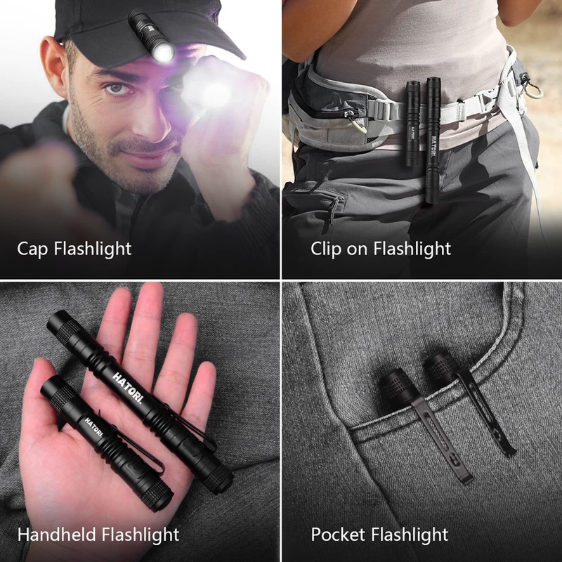 HATORI LED Mini Flashlight, Bright Small Handheld Pocket Flashlights Tactical