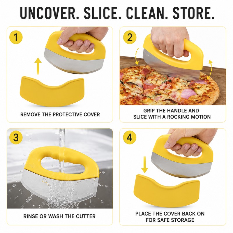Stainless Steel Pizza Cutter for Easy Slicing – Rocker-Style Food