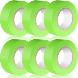 Chinco 6 Pieces Flourescent Flagging Tape Neon Ribbon Multipurpose Plastic Ribbon 30m x 6 Rolls Non Adhesive Tree Marking for Boundaries and Hazardous Areas Workplace(Fluorescent Green, 1 Inch)