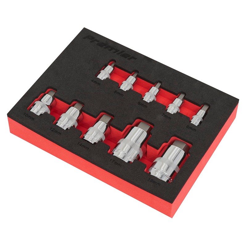 Sealey AK6244 10PC 1/4", 3/8" & 1/2"Sq Drive Hex Socket