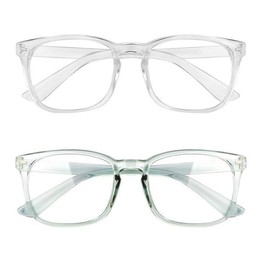 Computer Glasses ，Fashion Glasses Computer /TV/Phones Glasses Fashion Glasses For Men Women, Clear Gaming Glasses Lenses glass - Color: Green + Transparent  (2 pack)