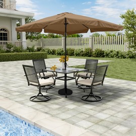 MONDAWE 28-52 LBS Patio Umbrella Base 17 inch Round Water and Sand Fillable Outdoor Umbrella Stand Pole Holder Heavy Duty Market Stand for Patio, Deck, Poolside, Garden & Lawn, Black