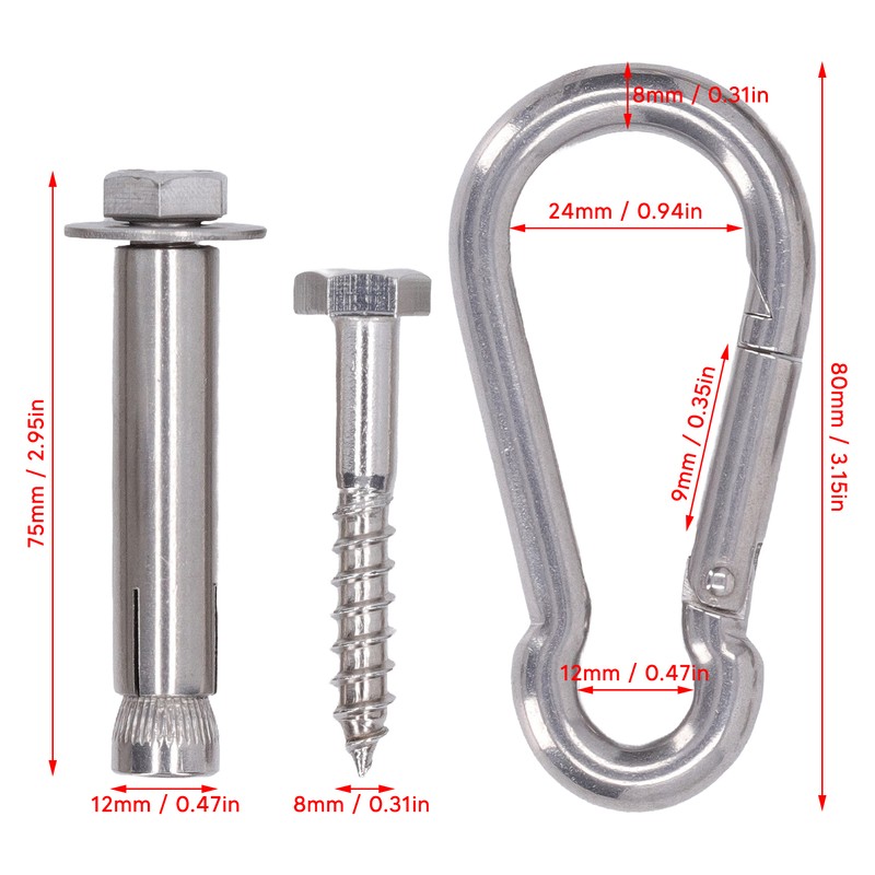 Swing Hanger 360 Degree Rotate Suspension Carabiner Hook Hardware Kit