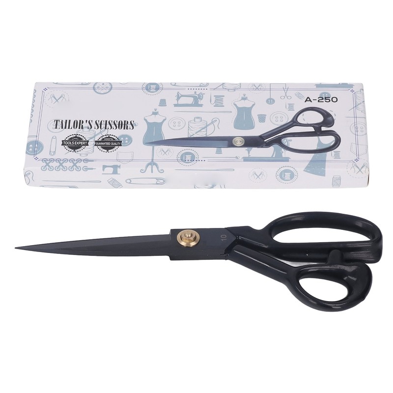 Sewing Scissors 10in Black High Manganese Steel Iron Ergonomic Curved