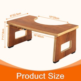 JACNITAD Foldable Toilet Potty Stool for Adults, 7 Inches Wood Portable Squatting Poop Foot Stool for Bathroom, Collapsible Non-Slip Toilet Step Stool Poop Stool- Gifts for Kids Seniors, Walnut Color