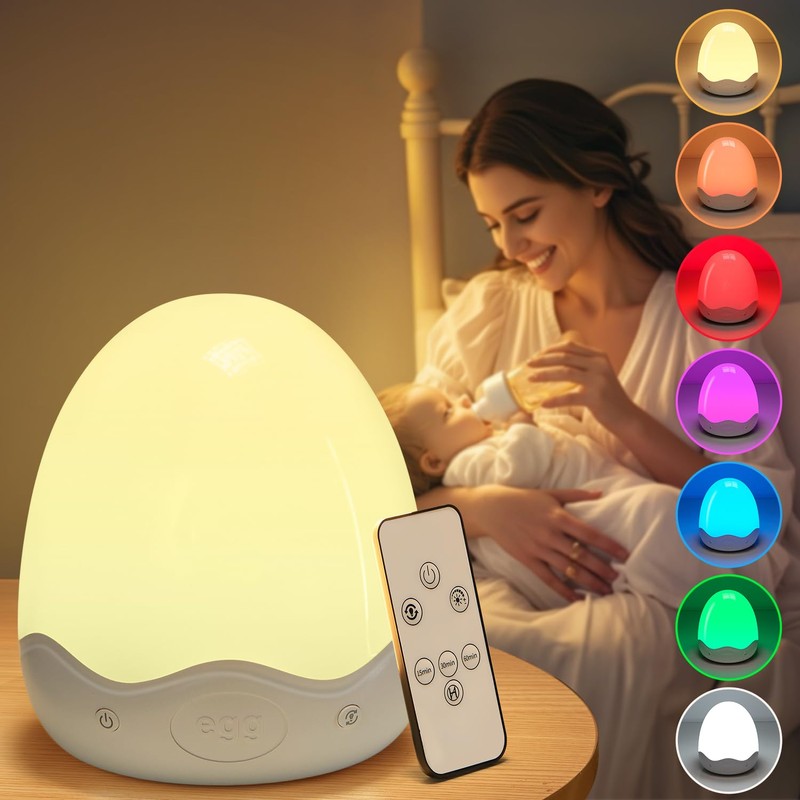 Egg Light for Nursery, 10 Brightness+10 Colors Egg Night Light