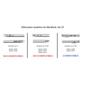 TECHNA Kit de Protección 5 en 1 Negro para MacBook Air 13 M2 M3 Model A2681 / A3113 Carcasa + AntiSpy + Protector Teclado ESPAÑOL + Protector Pantalla y Puertos