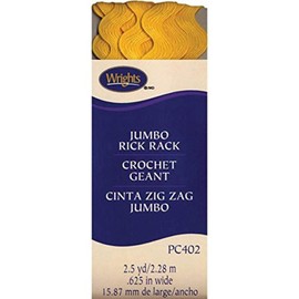 Wrights Products 5/8 by 2-1/2-Yard Rickrack Quilting Supplies, Jumbo, Yellow