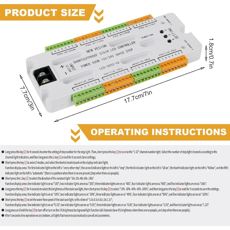 Copgge 32 Channel Motion Sensor LED Stair Controller Automatic Staircase