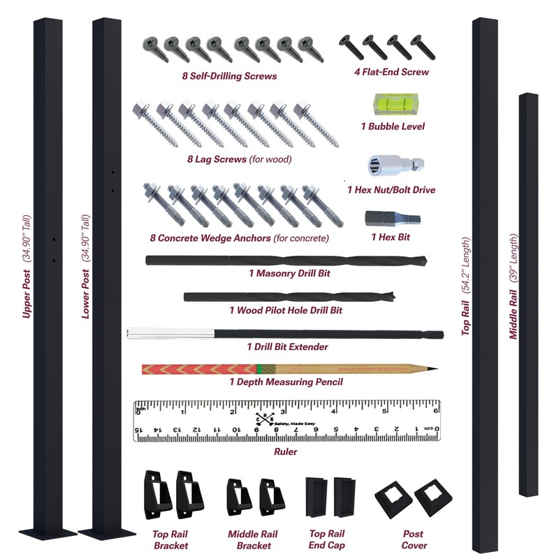CHR Fence & Rail Hand Rails for Outdoor Steps, 4