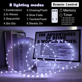 Kenburg 50Ft 600 LED Rope Lights Outdoor, White Flexible Tube Light Waterproof Plug in 8 Modes Timer Memory, Permanent String Lights for Tree,Pool, Bedroom, Fence, Garden, Indoor, Outside Decorations