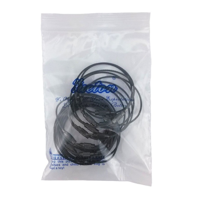 yueton 20pcs Stainless Steel Wire Keychain Cable Key Ring (Gun