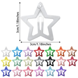 baotongle 100pcs Metal Star Snap Hair Clips Anti Skid Star Clips for Thick Thin Hair 20 Colors Metal Non-Slip Snap Hair Clips and Barrettes for Girls and Women