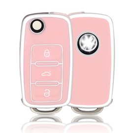 OFFCURVE Car key case, key cover, key case, key case, key case, 3 buttons, fits VW Volkswagen Up Caddy Jetta Golf 4/5/6 Polo Scirocco Multivan T5 Sharan Skoda Seat
