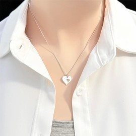 Set of 2 Heart Necklaces, Mother of the Bride Gift, Mother of the Groom Gift, Mother of the Groom Gift from Bride, Sterling Silver Heart Necklaces for Moms 18 Inches with 2 Inches Extender