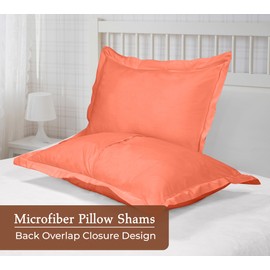 ROYALE LINENS Pillow Shams 2 Pack King Size 20x36 Inch - Brushed 1800 Microfiber - Bed Pillow Shams, Wrinkle Resistant Super Soft and Cozy - Back Overlap Closure - Oxford Pillowcase (King, Coral)
