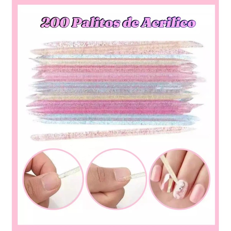 Noved 200 Piezas Palitos De Naranjo Glitter Para Uñas Cutículas